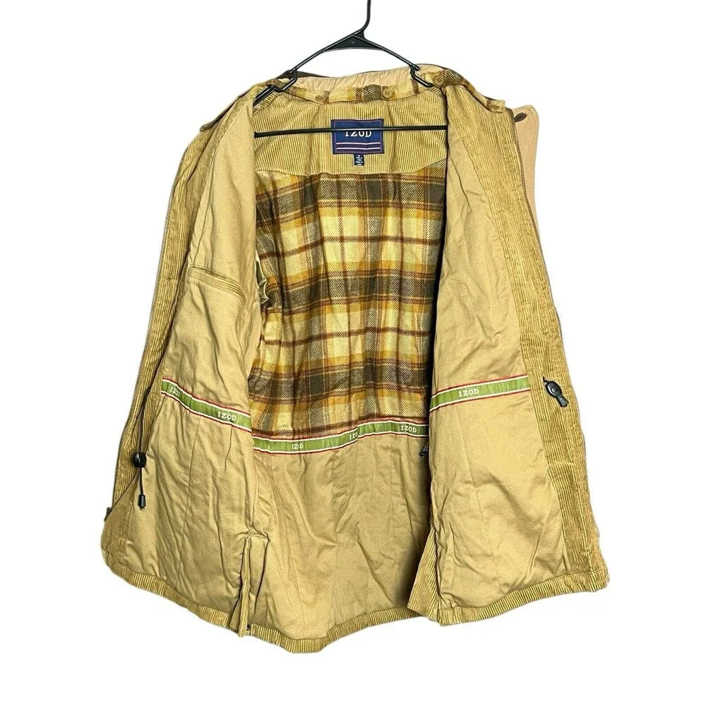 Vintage Corduroy Chore Barn Jacket‎ Mens Plaid Lined Heavyweight Denim Med IZOD